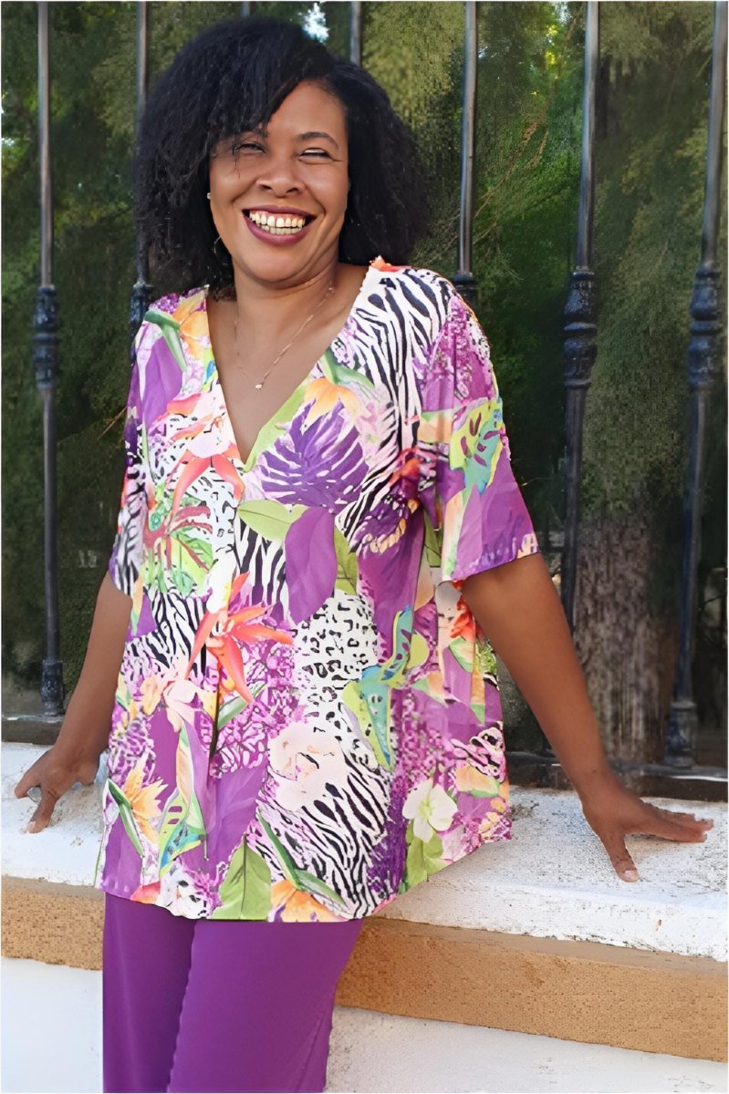 Blusa mujer talla grande punto frío - Imagen 2