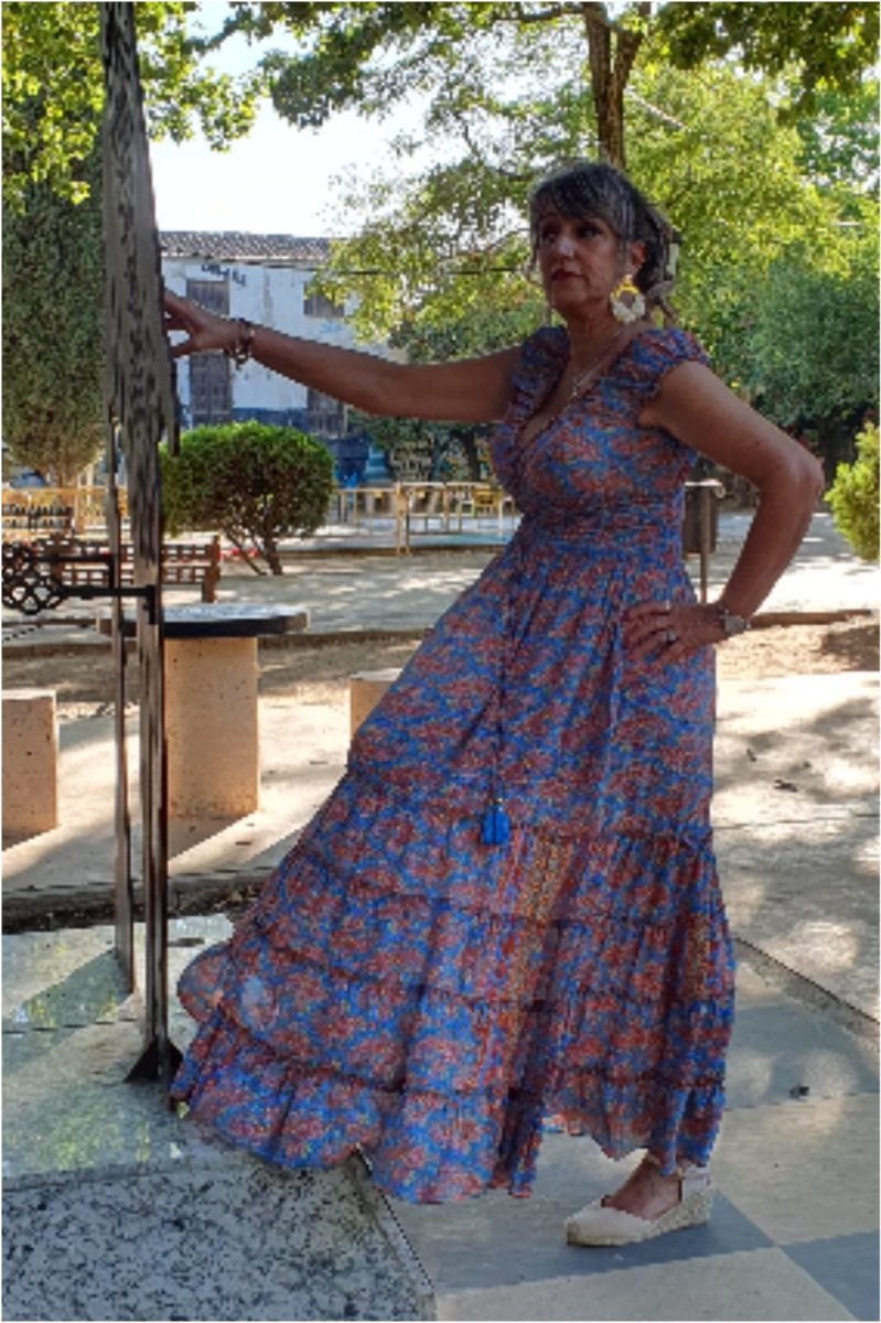 Vestido mujer largo seda - Imagen 3