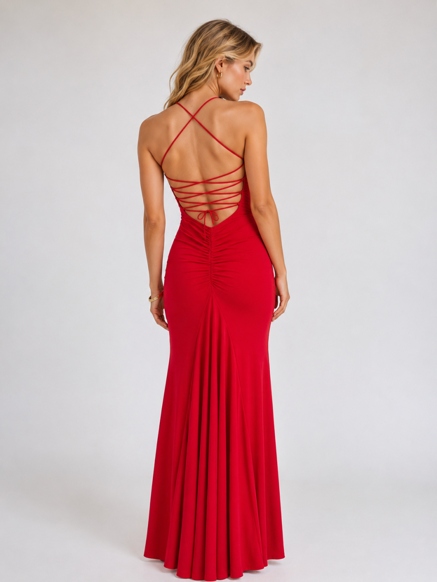 Vestido Sirena Basic Espalda Cruzada