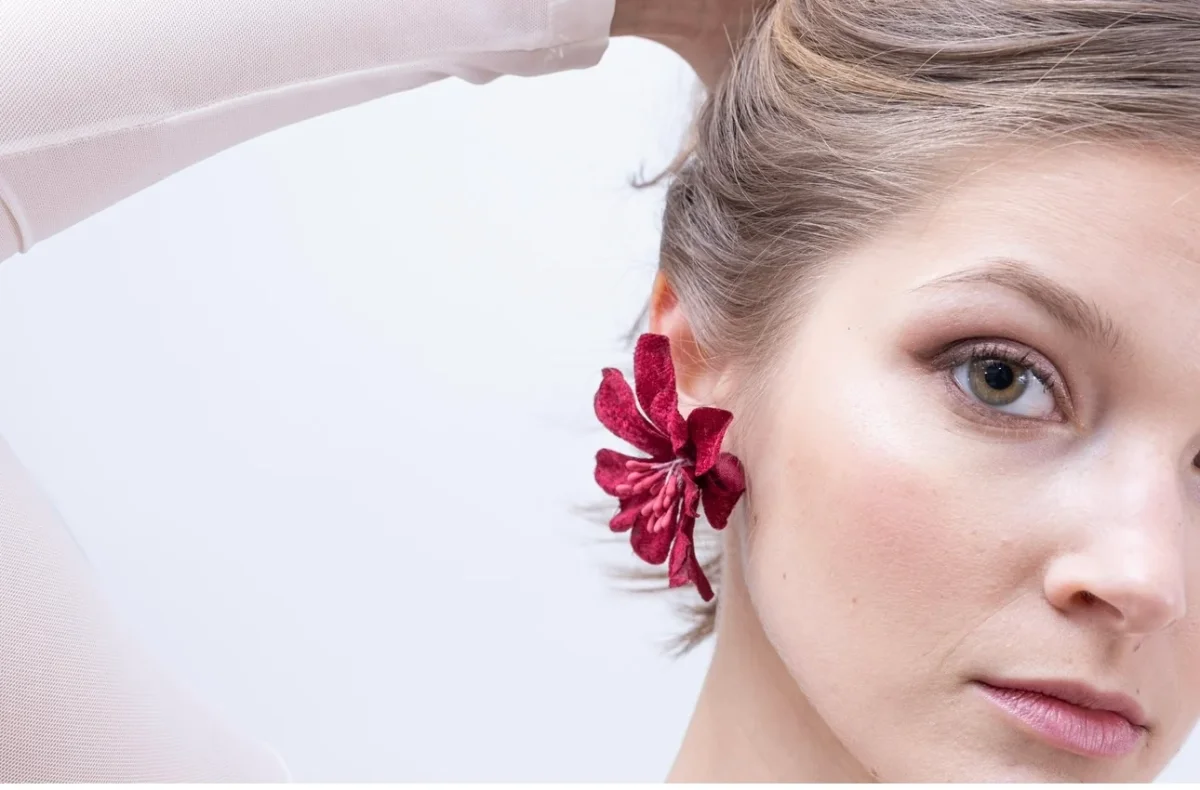 Pendientes Corola vino - Imagen 3