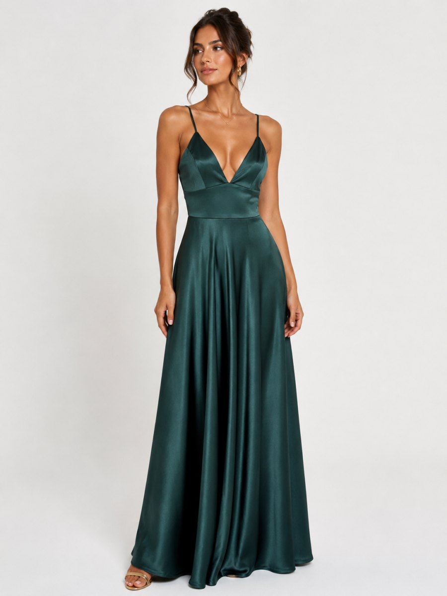 Vestido Seda Falda Amplia