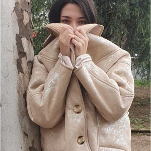 Chaqueta mujer brillo con borreguito
