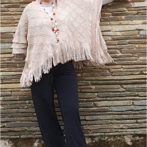Jersey o poncho para mujer con flecos