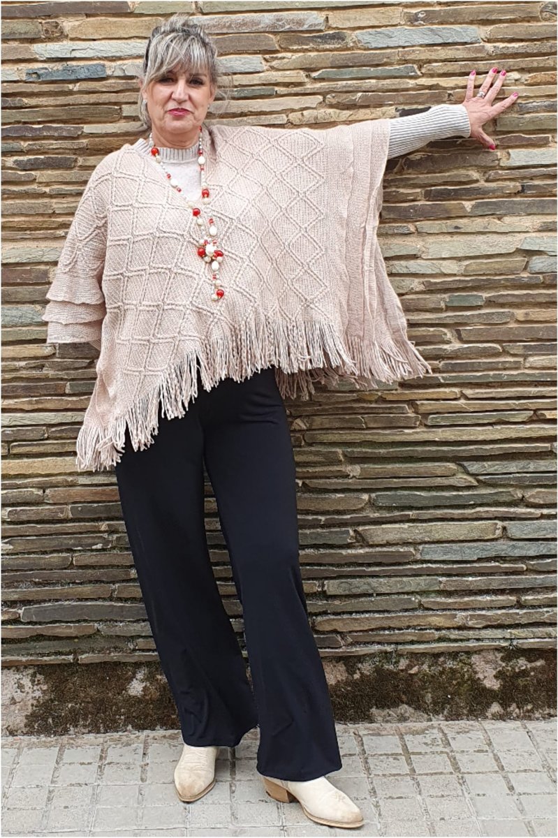 Jersey o poncho para mujer con flecos