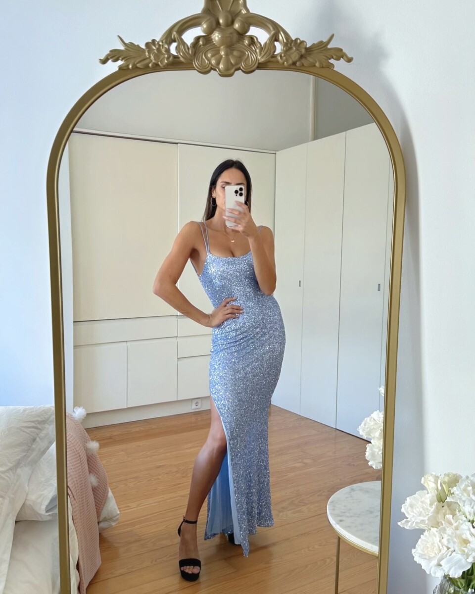 Vestido Lentejuelas Elástico Largo - Imagen 2