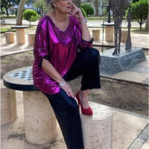 Pantalón mujer talla grande con brillo
