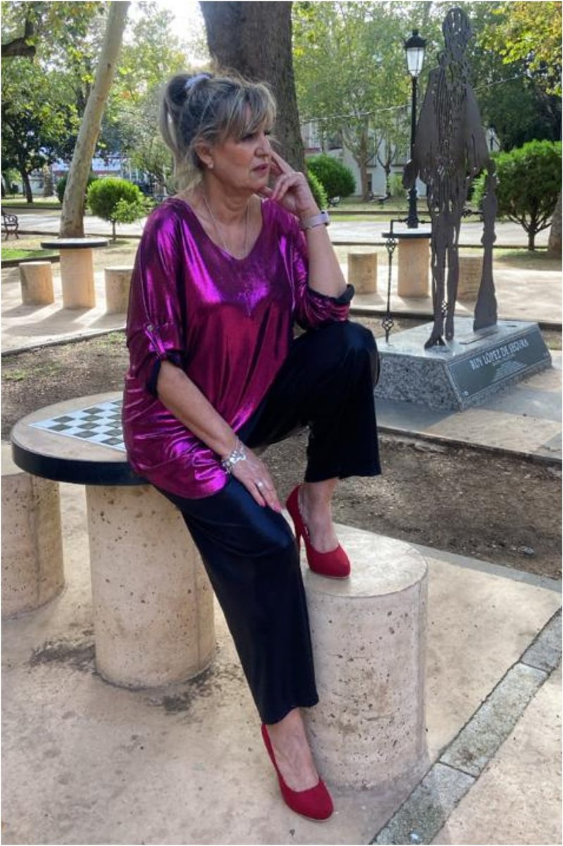 Pantalón mujer talla grande con brillo
