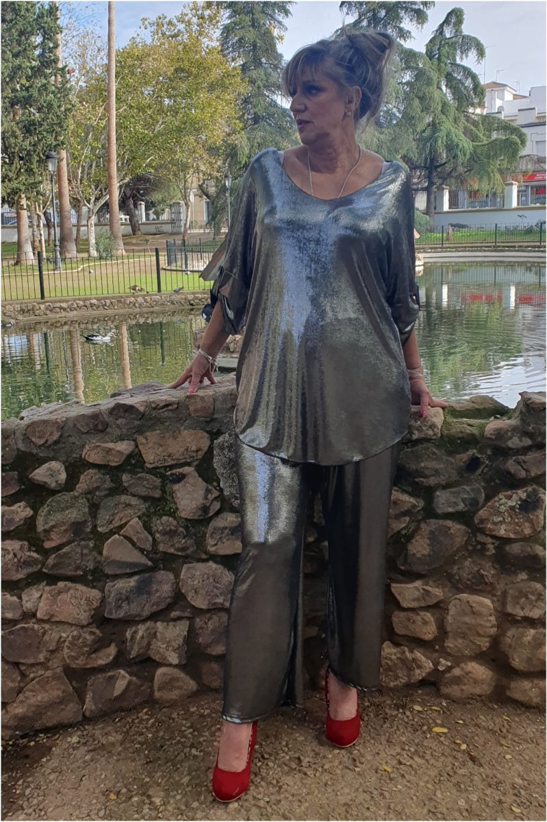 Pantalón mujer talla grande con brillo - Imagen 5