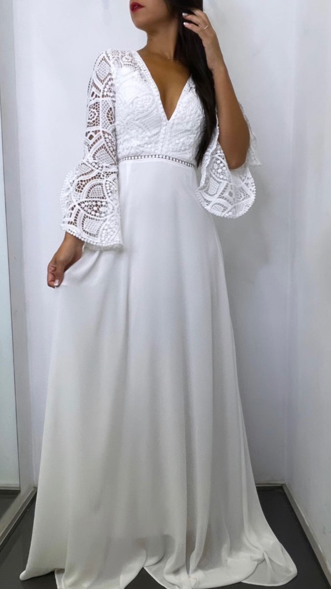 Vestido Ibiza Mangas Volante Novia - Imagen 5