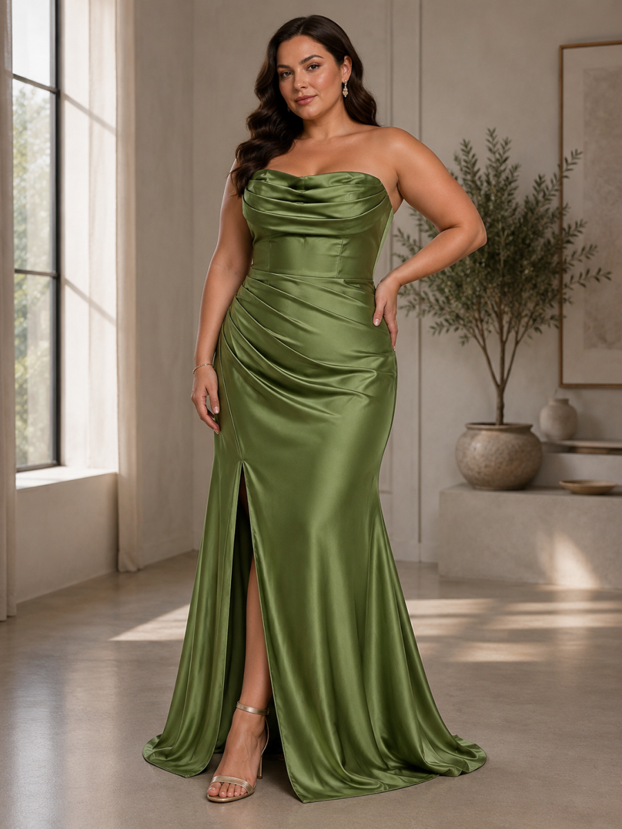 Vestido Seda Sirena Cascada Curvy - Imagen 7