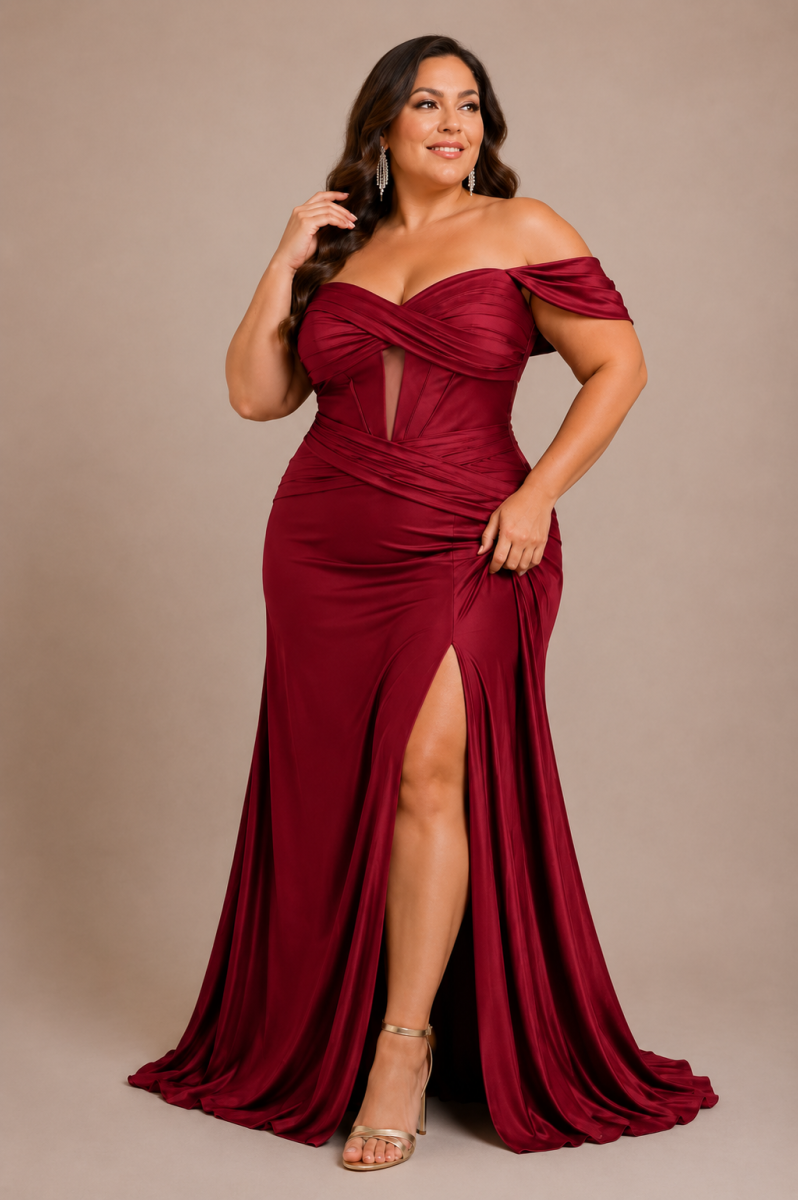 Vestido Seda Sirena Mangas Curvy - Imagen 3