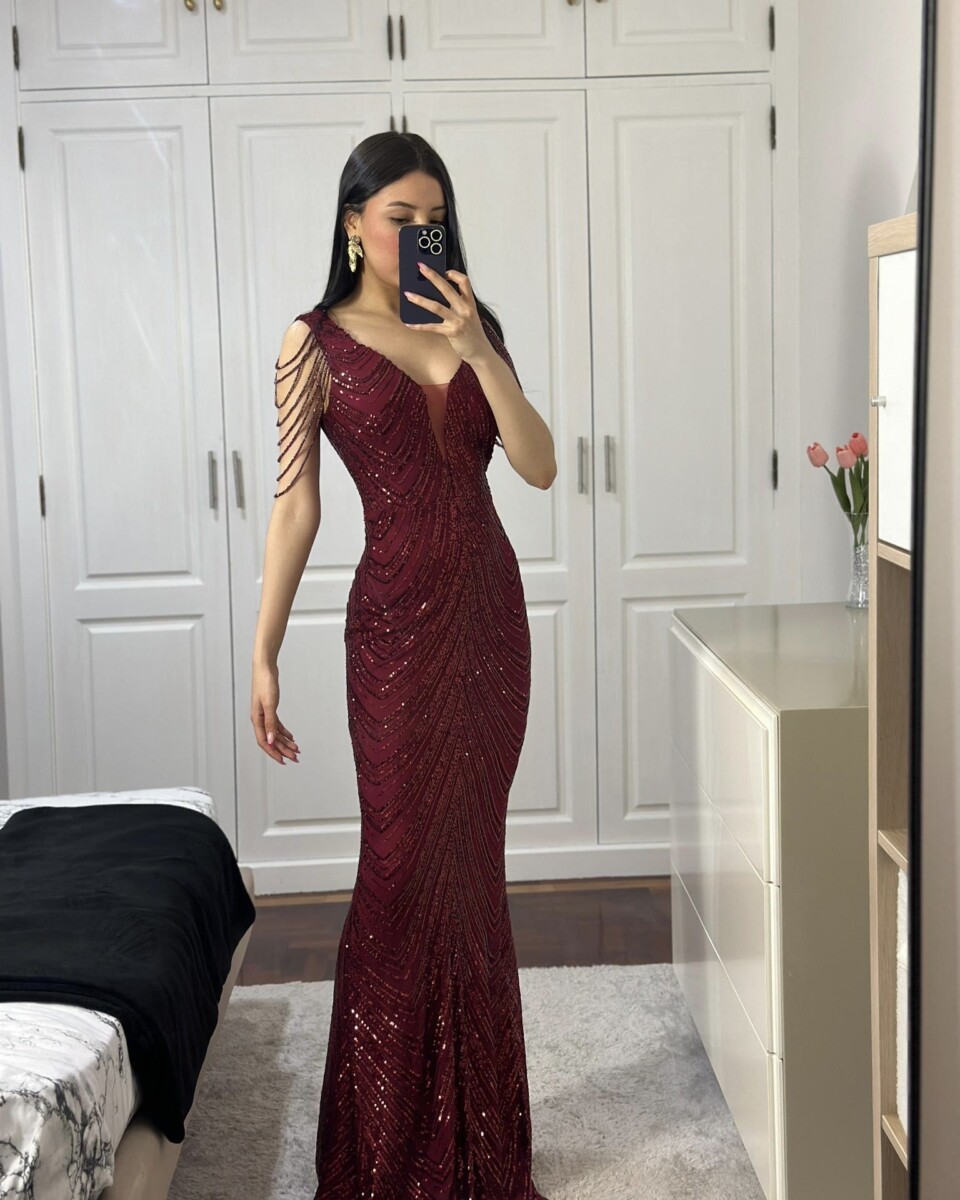 Vestido Cristales Hombro