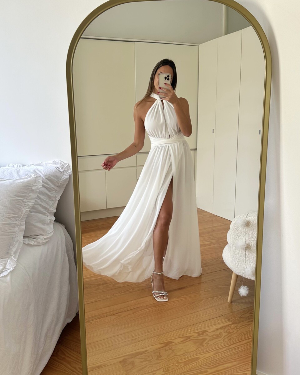 Vestido Multiposición Gasa Abertura Novia - Imagen 4