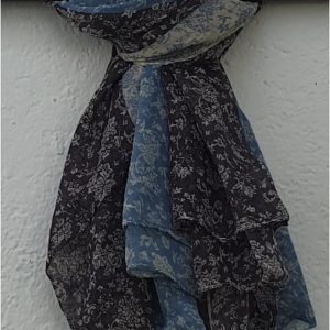 Pashmina estampada duo negro azul celeste