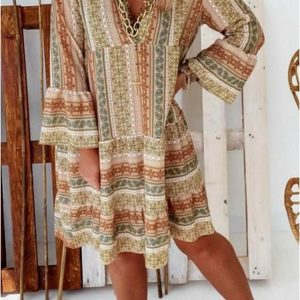 Vestido mujer boho manga tres cuartos