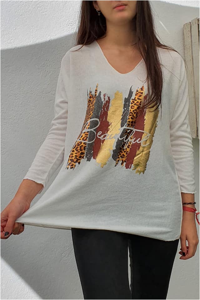 Jersey mujer punto con detalle animal print