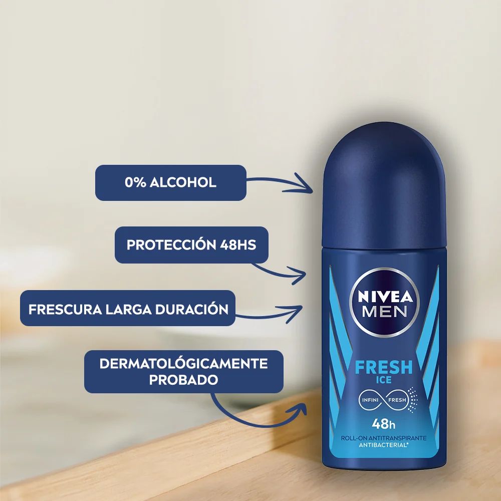Desodorante Hombre Fresh Ice Nivea Men Roll On 48h - Imagen 3