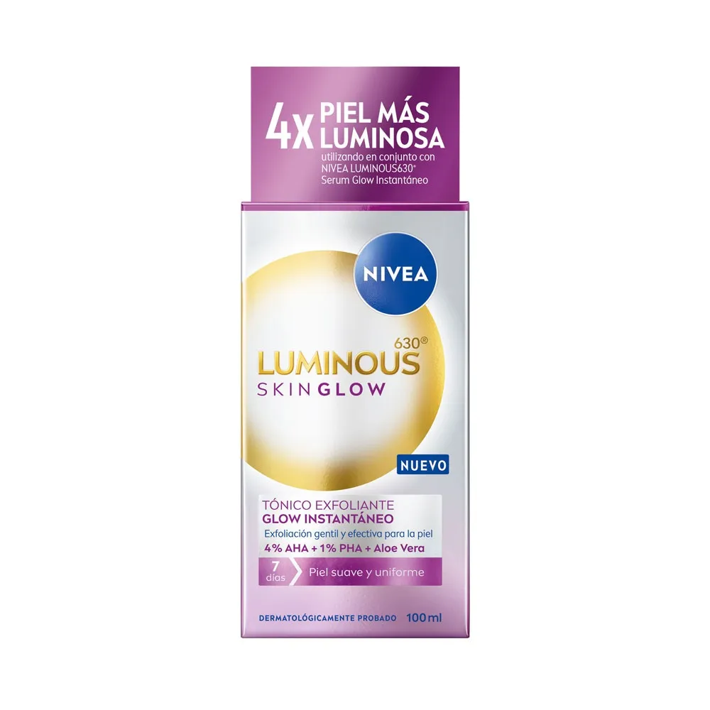 NIVEA Luminous Skin Glow Tónico Exfoliante – 100 ml Tónico exfoliante para una piel más luminosa, suave y uniforme - Imagen 2