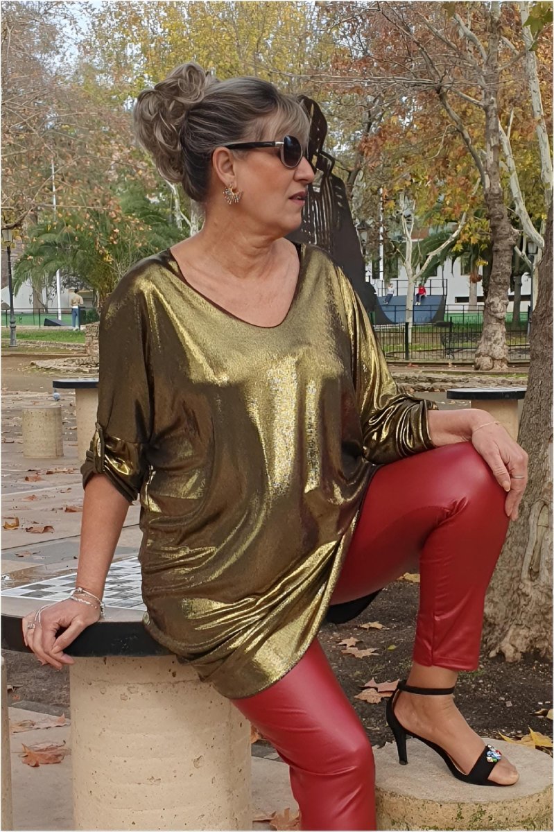 Blusa mujer brillo talla especial - Imagen 4