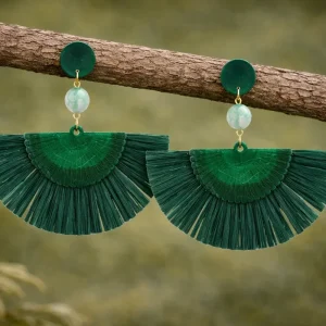 Pendientes Abanico verde