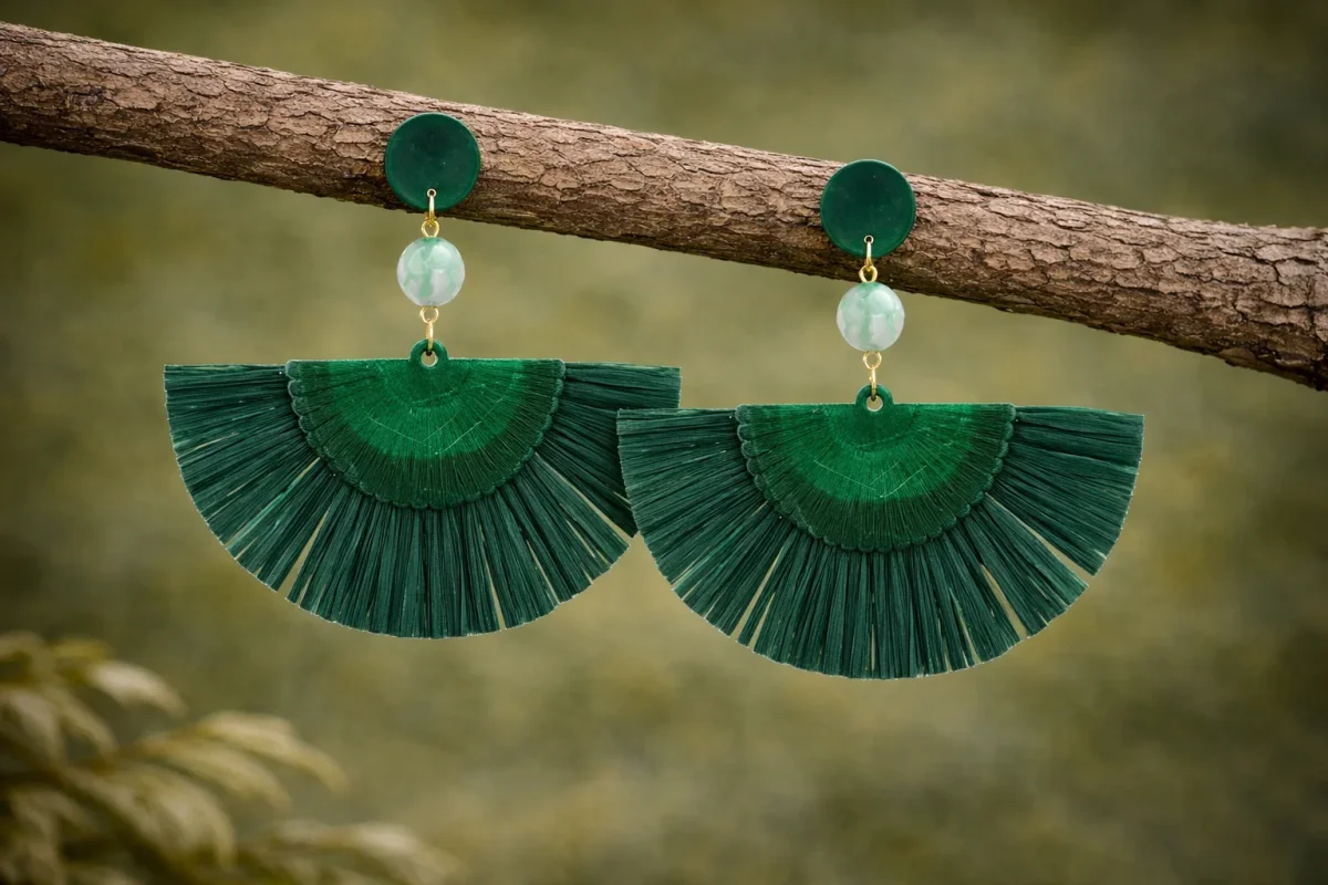 Pendientes Abanico verde