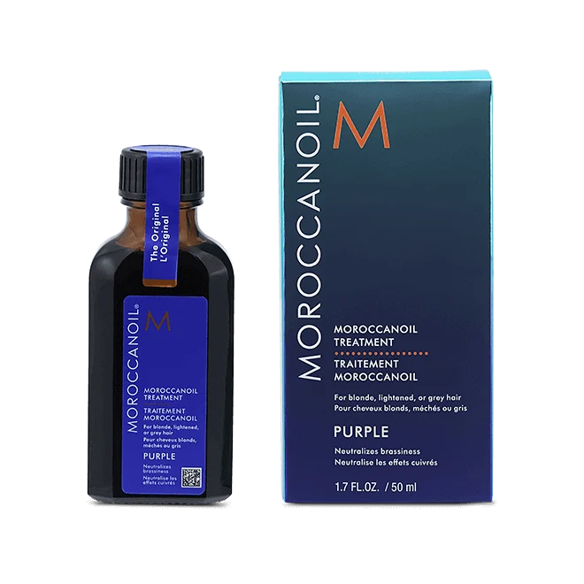 Moroccanoil Treatment Purple – 50 ml Tratamiento matizador con aceite de argán para rubios más fríos, brillo y reparación