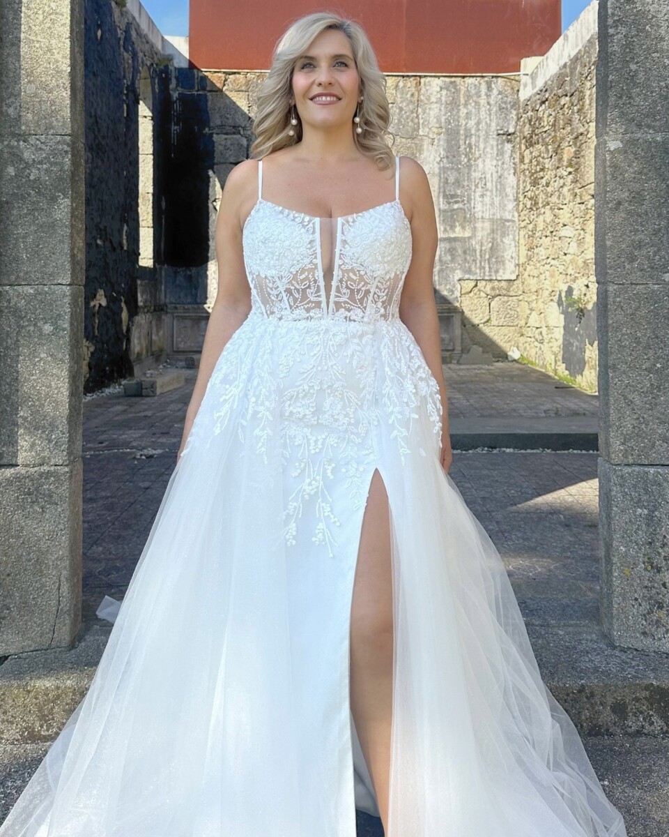 Vestido Tul Sobre Falda Novia - Imagen 7