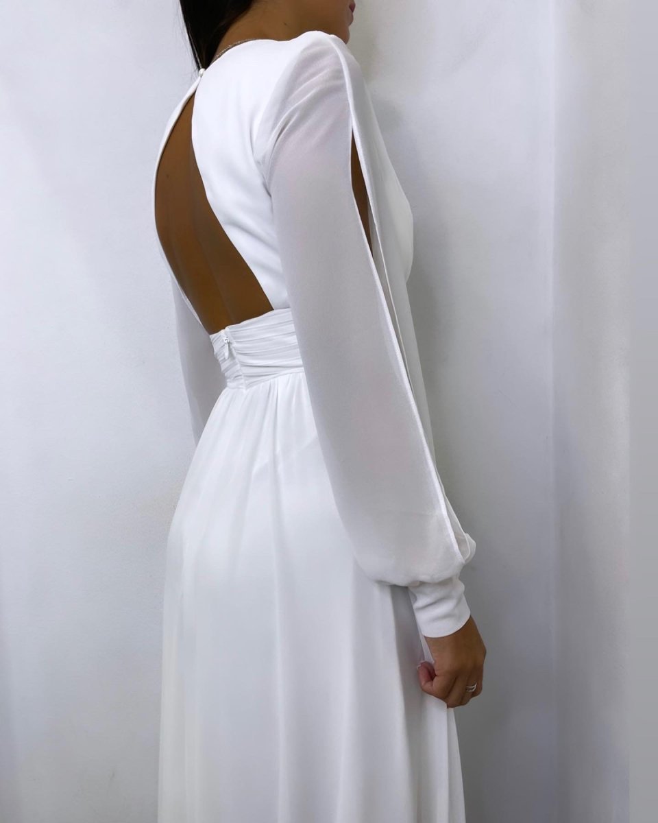 Vestido Gasa Aberturas Mangas Novia - Imagen 5