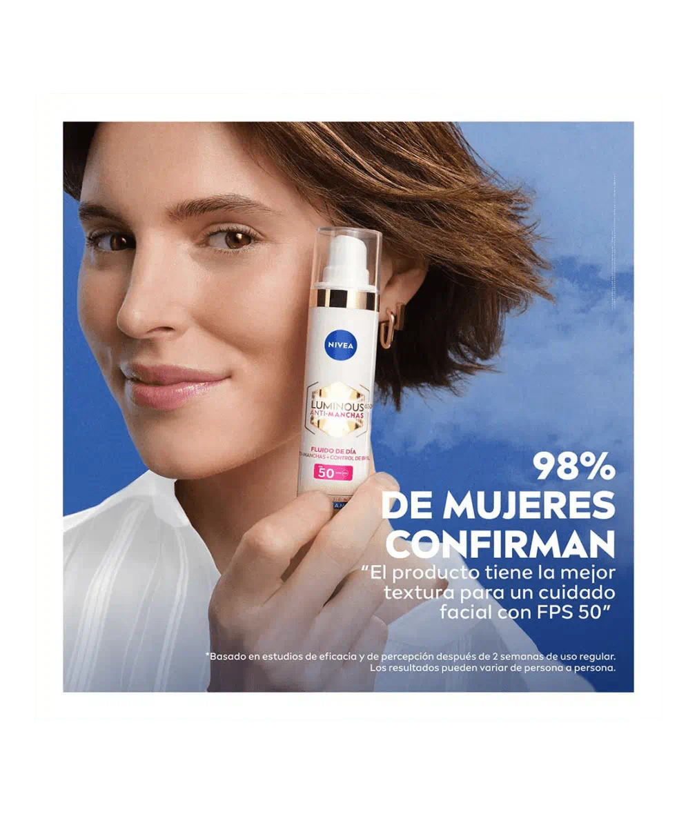 NIVEA Fluido Facial Aclarador de Piel FPS 50 – 40 ml Fluido facial antimanchas con alta protección solar para una piel más uniforme y luminosa - Imagen 7