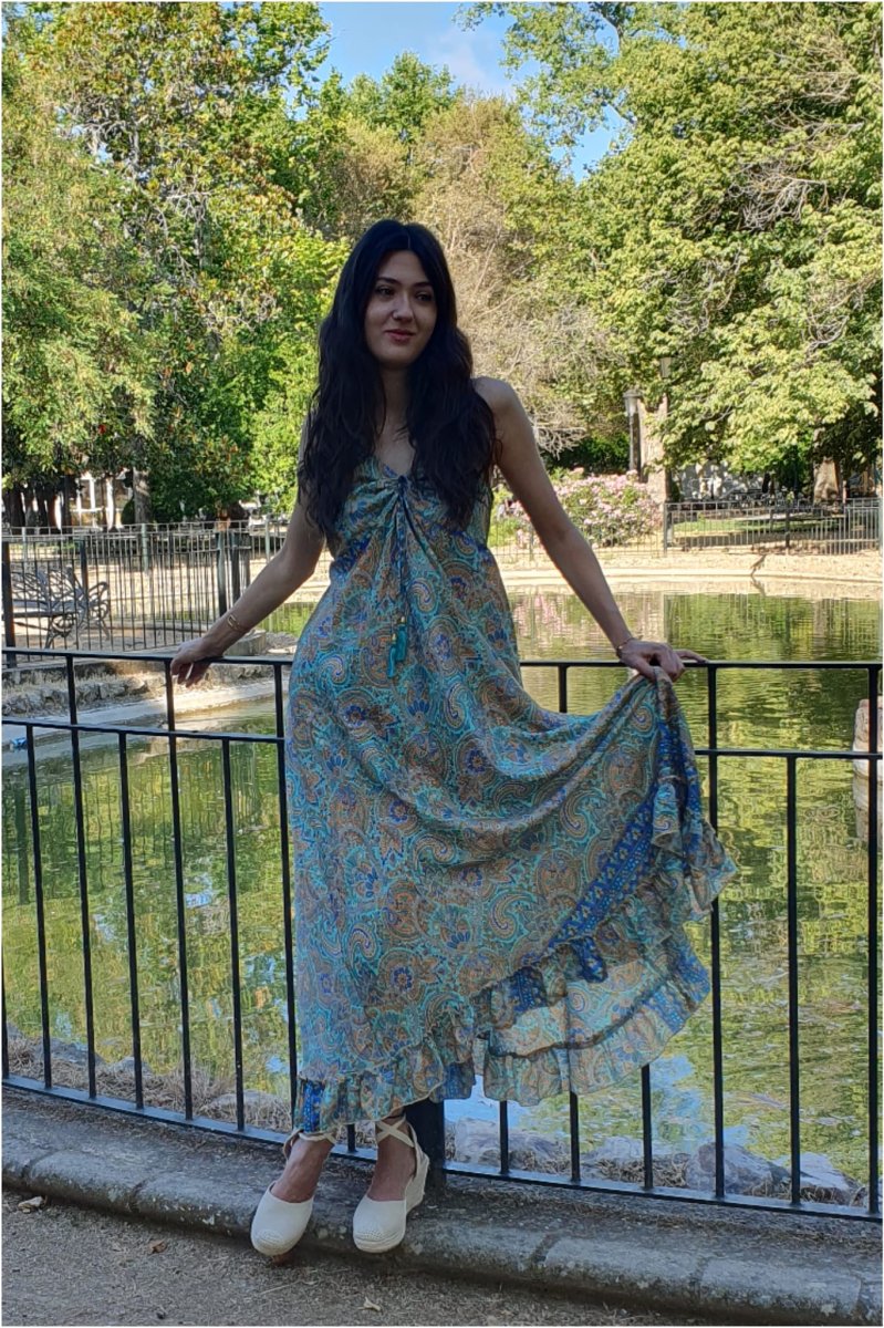 Vestido mujer largo tirantes seda