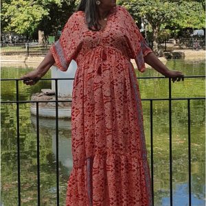 Vestido mujer seda largo estampado