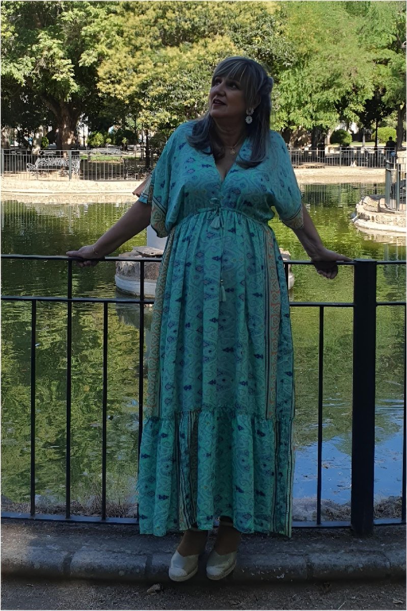 Vestido mujer seda largo estampado - Imagen 5