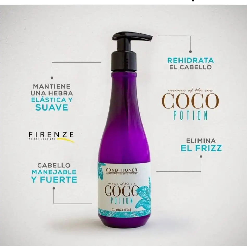 FIRENZE Coco Potion Shampoo Shampoo nutritivo para hidratación, suavidad y brillo - Imagen 4