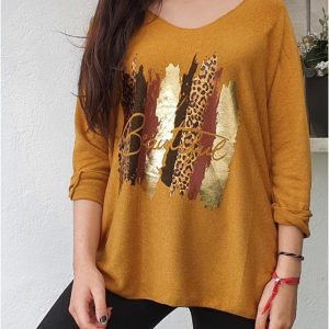Jersey mujer punto con detalle animal print