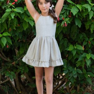 Vestido niña beige con espalda bordada Nekenia