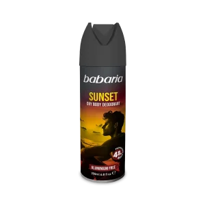 Babaria Sunset Dry Body Deodorant – 200 ml Desodorante corporal en spray con efecto seco y agradable fragancia