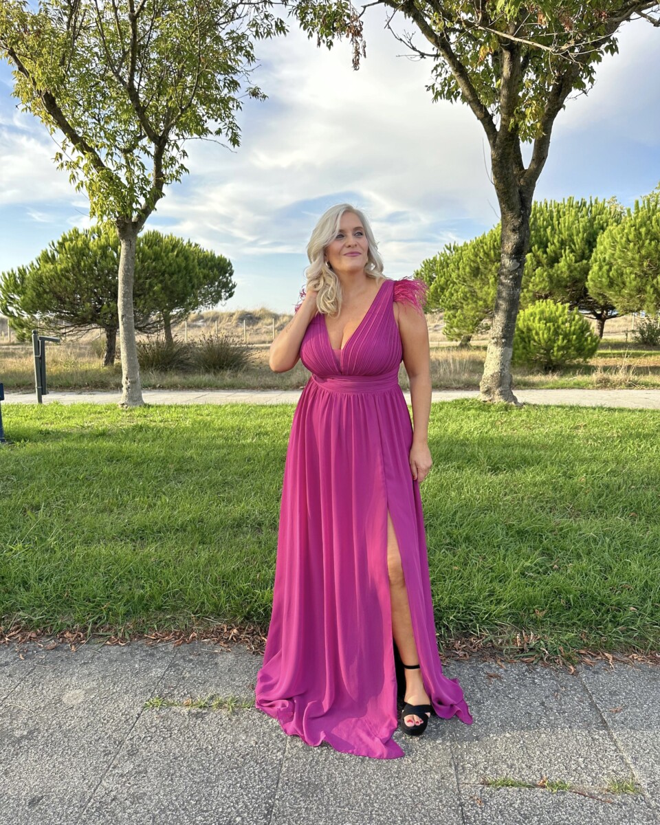 Vestido Curvy Plumas Hombros - Imagen 3
