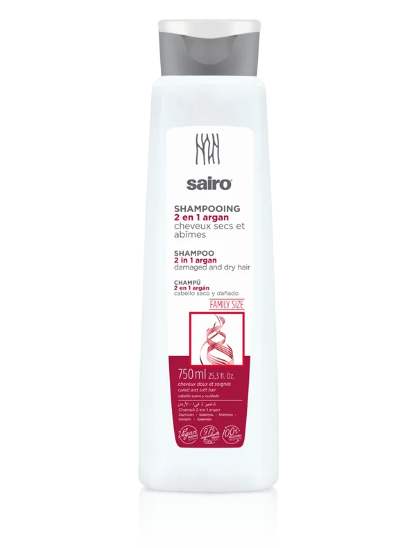 Sairo Shampoo 2 en 1 Argán 750 ml – Nutrición y Suavidad para Cabello Seco - Imagen 2