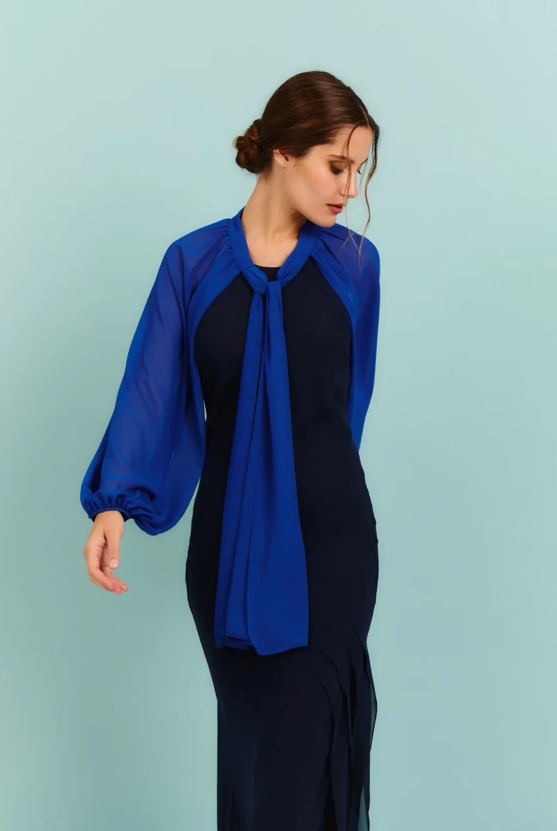 Mangas de crepe Azul Klein - Imagen 3