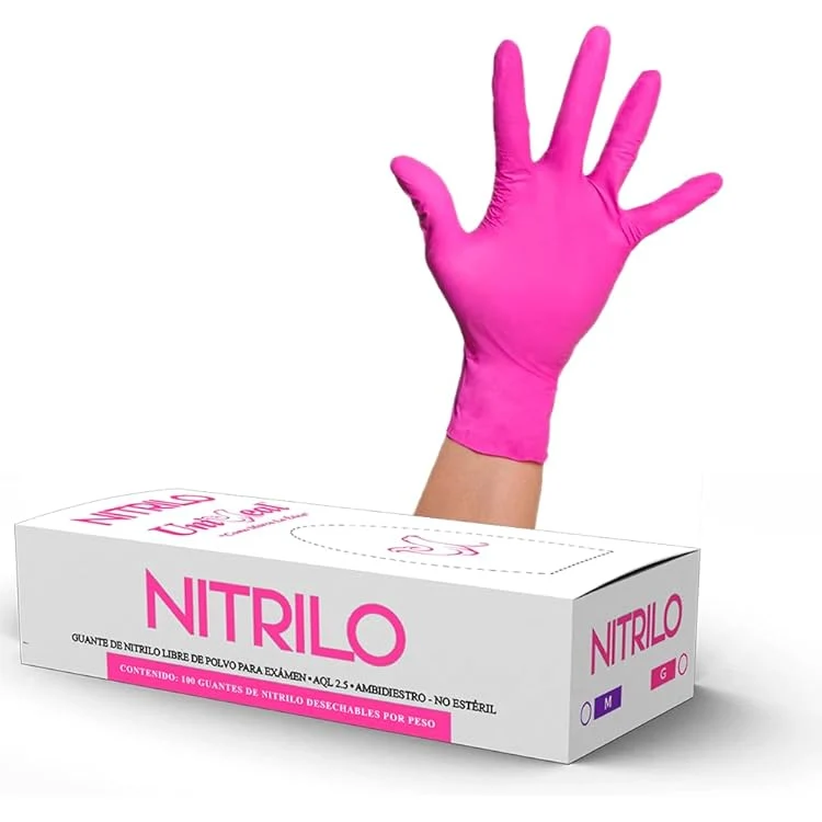 GUANTE DE NITRILO NEGRO O ROSADO TALLAS S M L CAJA DE 100 PZS - Imagen 5