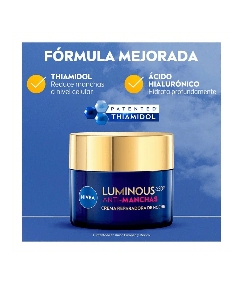 NIVEA Luminous 630 Anti-Manchas Crema Reparadora de Noche 50 ml (Rostro, Cuello y Escote) - Imagen 3