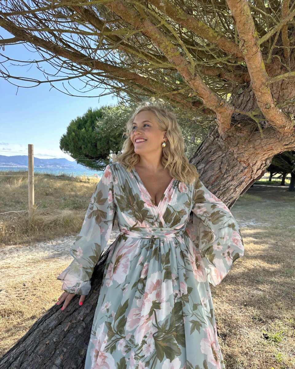 Vestido Gasa Mangas Estampado Curvy - Imagen 6