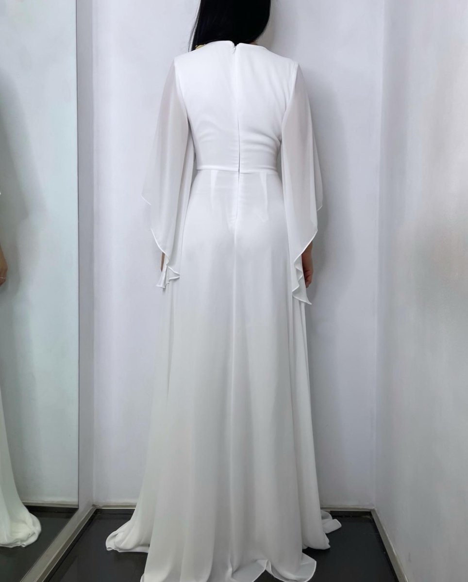 Vestido Gasa Mangas Novia Curvy - Imagen 4