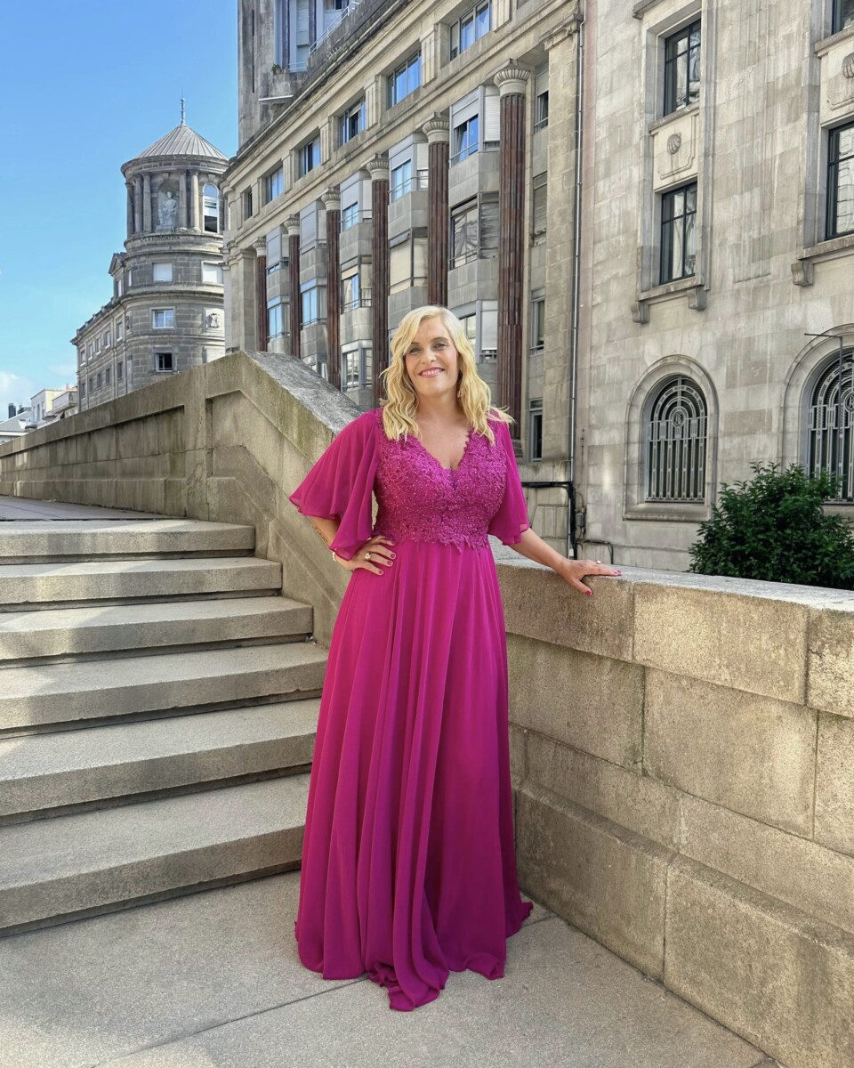 Vestido Encaje Espalda Mangas Curvy - Imagen 3
