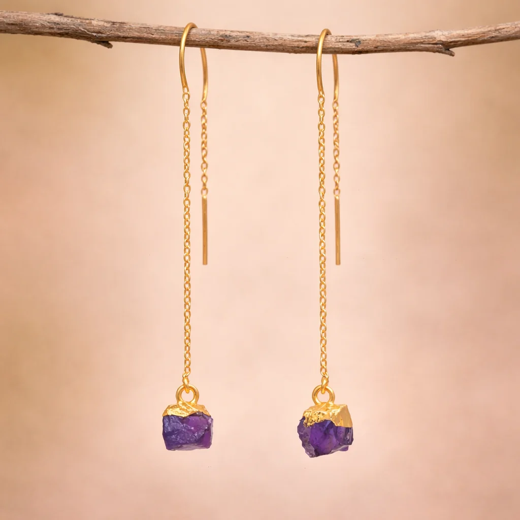 Pendientes Mineral morado - Imagen 2