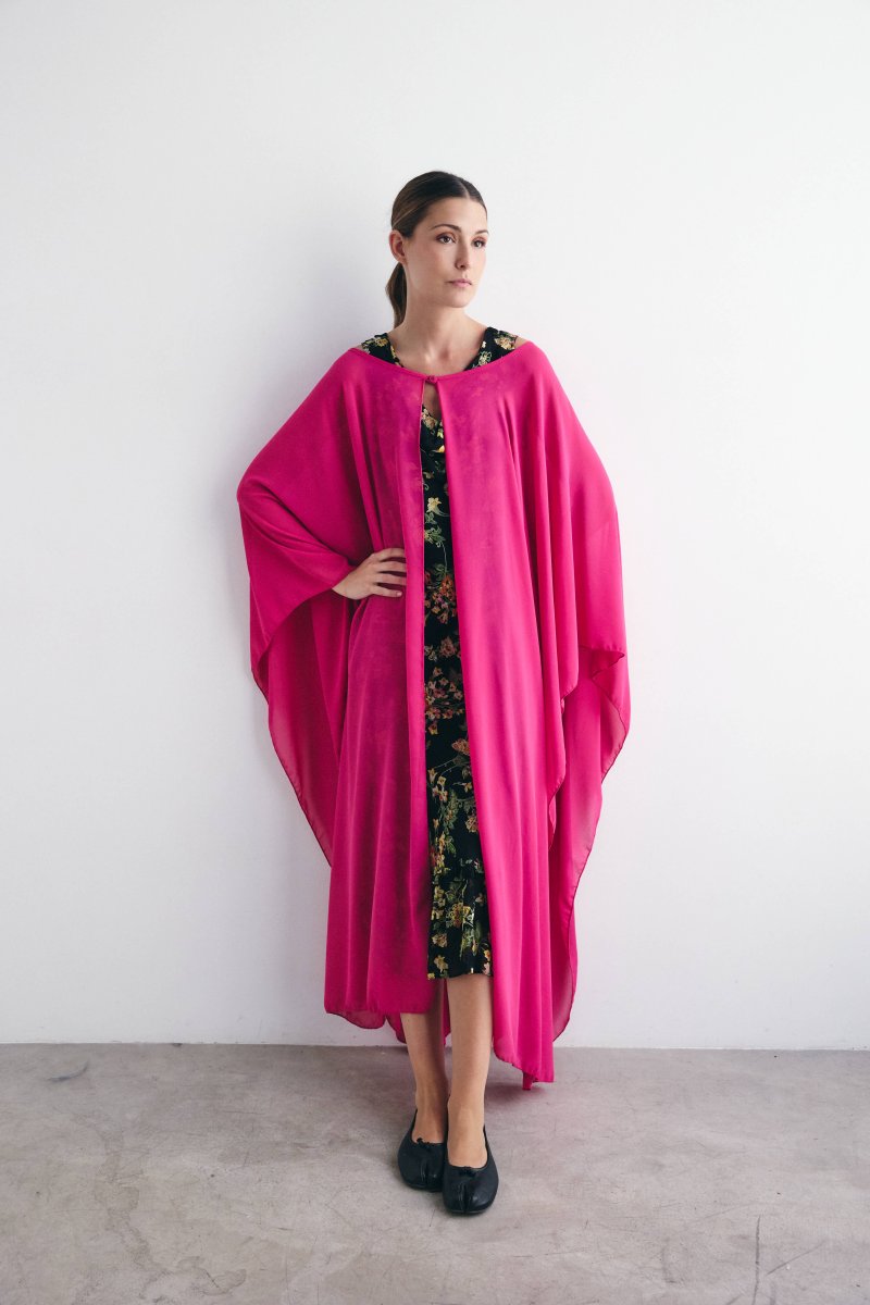 Capa de crepe larga rosa - Imagen 6