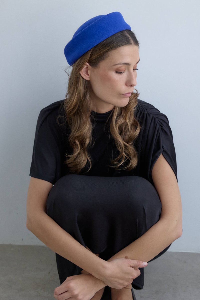 Tocado Casquete Jackie azul klein mini - Imagen 3