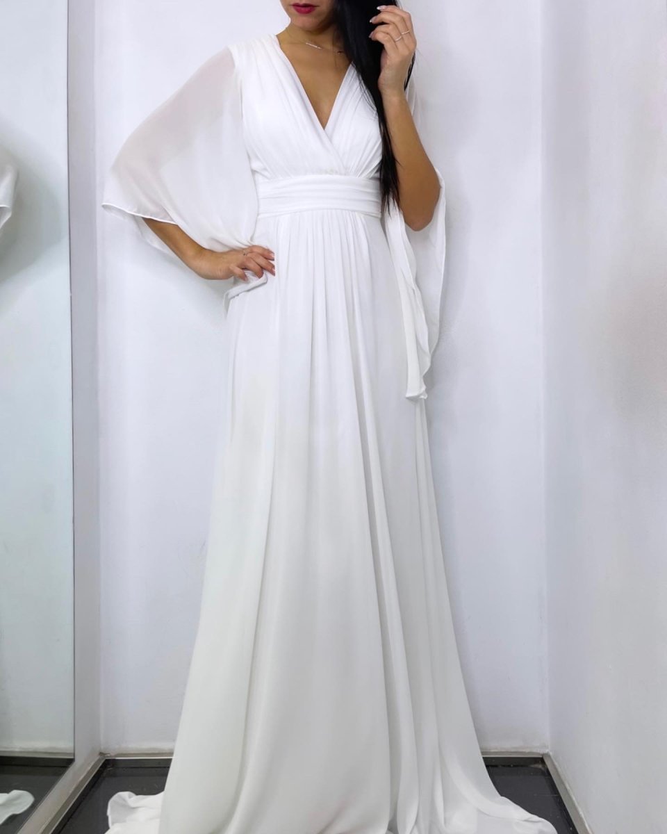 Vestido Gasa Mangas Novia Curvy - Imagen 6