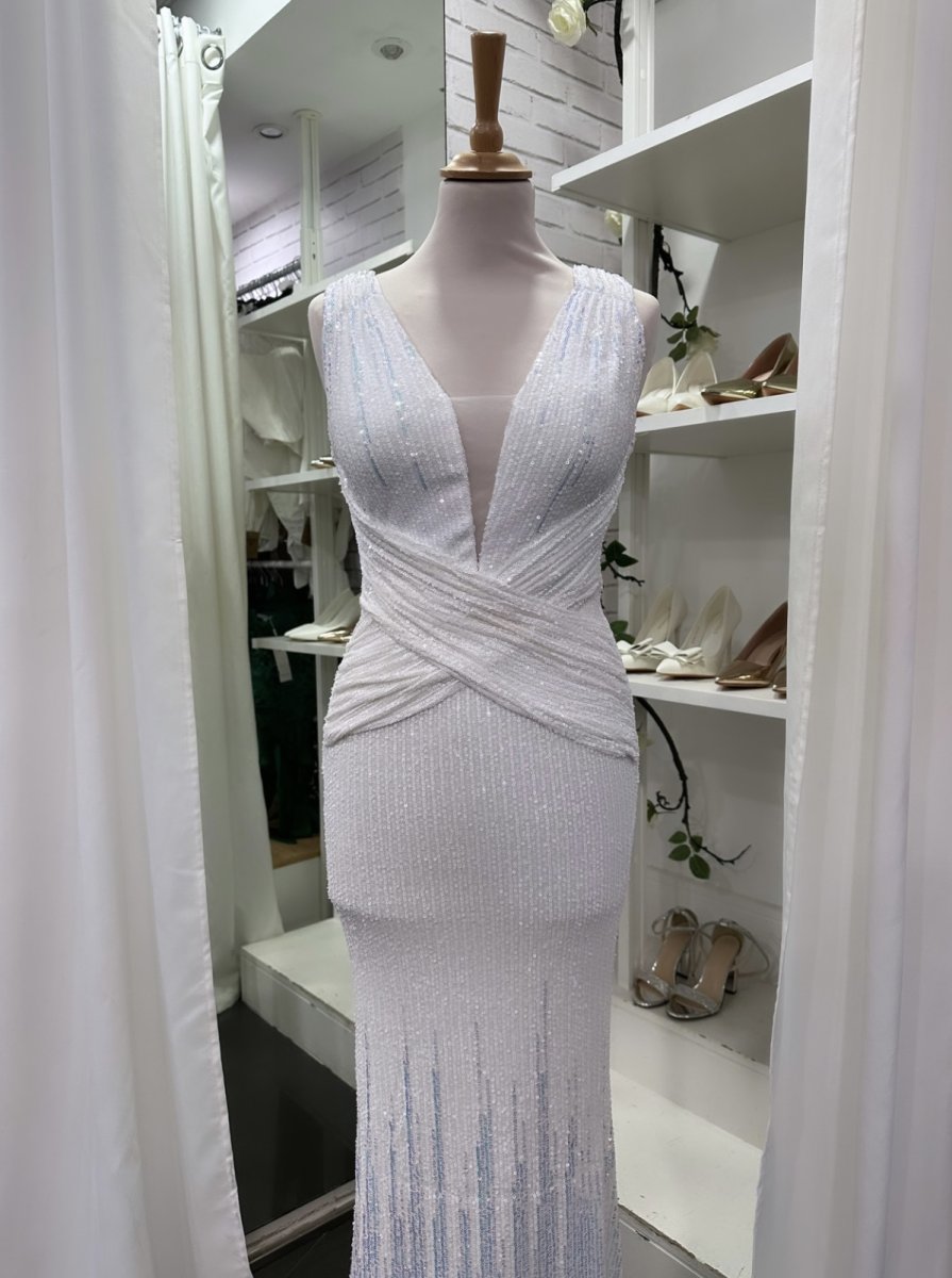 Vestido Novia Lentejuelas Cruzado - Imagen 6