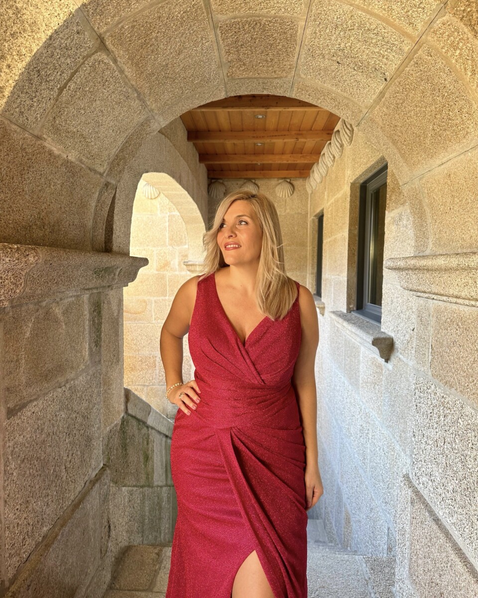 Vestido Sirena Brillos Volante Curvy - Imagen 7